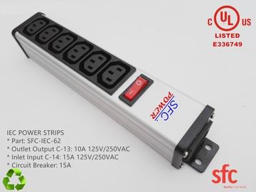 qualità  6 Outlet Flat Plug Power Strip Metal PDU With Overload Protector IEC Approved fabbrica